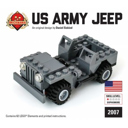 BRICKMANIA 2007 non  XE JEEP QUÂN SỰ HOA KỲ bộ đồ chơi xếp lắp ráp ghép mô hình Military Army US ARMY JEEP Quân Sự Bộ Đội 67 khối