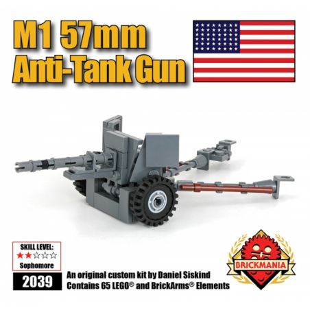 BRICKMANIA 2039 non  SÚNG CHỐNG TĂNG M1 57MM bộ đồ chơi xếp lắp ráp ghép mô hình Military Army M1 57MM ANTI-TANK GUN Quân Sự Bộ Đội 65 khối