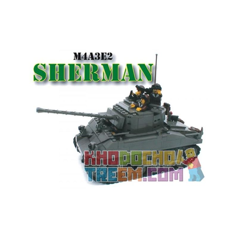 BRICKMANIA 206 non Lego XE TĂNG TẤN CÔNG M4A3E2 SHERMAN "BIG MAC" bộ đồ chơi xếp lắp ráp ghép mô hình Military Army M4A3E2 SHERMAN “JUMBO” ASSAULT TANK Quân Sự Bộ Đội 978 khối