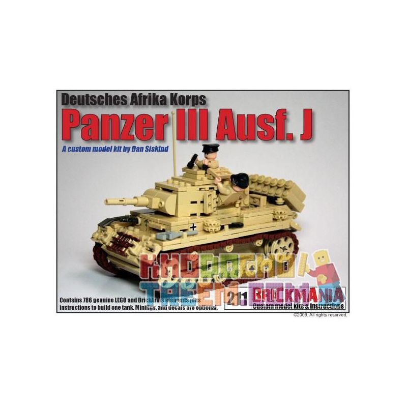 BRICKMANIA 211 Xếp hình kiểu Lego MILITARY ARMY Panzer III Ausf L (Afrikakorps) Tank No. 3 (German African Army) Xe Tăng Số 3 (Quân đội Đức Phi) 786 khối BRICKMANIA 211 Xếp hình kiểu Lego MILITARY ARMY Panzer III Ausf L (Afrikakorps) Tank No. 3 (German African Army) Xe Tăng Số 3 (Quân đội Đức Phi) 786 khối