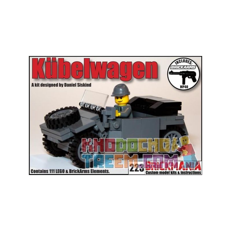 BRICKMANIA 223B non Lego XE THÙNG LOẠI 82 (XÁM ĐEN) bộ đồ chơi xếp lắp ráp ghép mô hình Military Army KÜBELWAGEN (DARK GRAY) Quân Sự Bộ Đội 111 khối