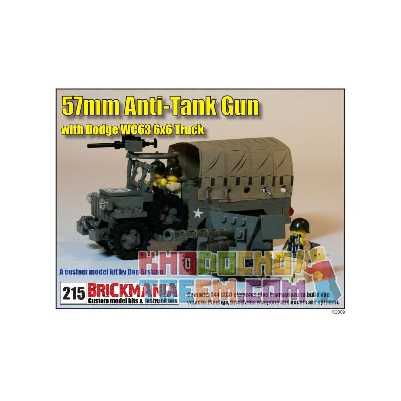 BRICKMANIA 215 Xếp hình kiểu Lego MILITARY ARMY WC63 + M1 57mm Anti-tank Gun WC63 + M1 Súng Chống Tăng 57mm 344 khối BRICKMANIA 215 Xếp hình kiểu Lego MILITARY ARMY WC63 + M1 57mm Anti-tank Gun WC63 + M1 Súng Chống Tăng 57mm 344 khối