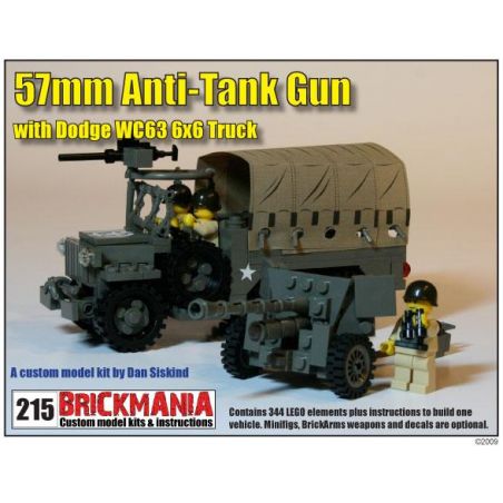 BRICKMANIA 215 non  WC63 + M1 SÚNG CHỐNG TĂNG 57MM bộ đồ chơi xếp lắp ráp ghép mô hình Military Army WC63 + M1 57MM ANTI-TANK GUN Quân Sự Bộ Đội 344 khối