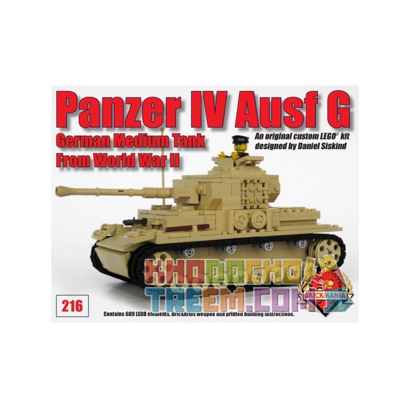 BRICKMANIA 216 Xếp hình kiểu Lego MILITARY ARMY Panzer IV Ausf G Type 4 Tank G Xe Tăng Số 4 Loại G 692 khối BRICKMANIA 216 Xếp hình kiểu Lego MILITARY ARMY Panzer IV Ausf G Type 4 Tank G Xe Tăng Số 4 Loại G 692 khối