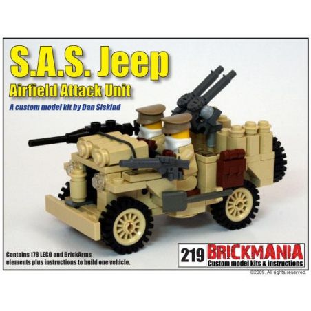 BRICKMANIA 219 non  XE JEEP CỦA S.A.S. bộ đồ chơi xếp lắp ráp ghép mô hình Military Army S.A.S. JEEP Quân Sự Bộ Đội 178 khối