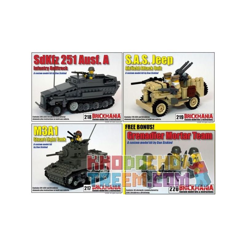 BRICKMANIA 220 non Lego TÚI CHIẾN ĐẤU NĂM 2009. bộ đồ chơi xếp lắp ráp ghép mô hình Military Army 2009 BATTLE PACK Quân Sự Bộ Đội 984 khối