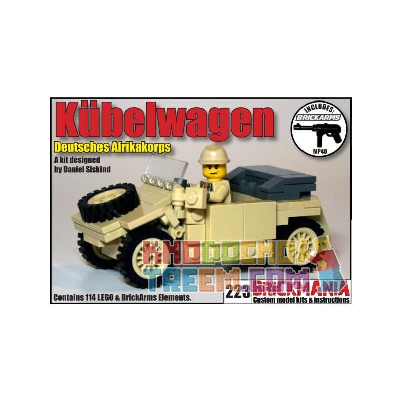 BRICKMANIA 223T Xếp hình kiểu Lego MILITARY ARMY Kübelwagen (Tan) Type 82 Barrel Car (yellow-brown) Xe Thùng Loại 82 (vàng Nâu) 114 khối BRICKMANIA 223T Xếp hình kiểu Lego MILITARY ARMY Kübelwagen (Tan) Type 82 Barrel Car (yellow-brown) Xe Thùng Loại 82 (vàng Nâu) 114 khối