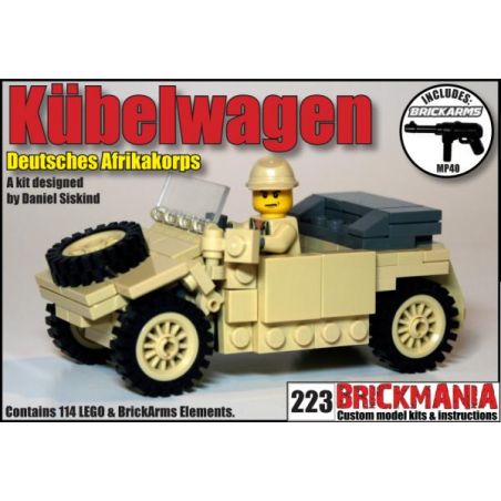 BRICKMANIA 223T non  XE THÙNG LOẠI 82 (VÀNG NÂU) bộ đồ chơi xếp lắp ráp ghép mô hình Military Army KÜBELWAGEN (TAN) Quân Sự Bộ Đội 114 khối