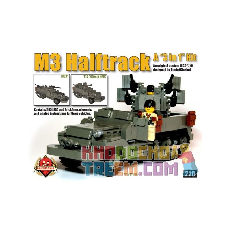 BRICKMANIA 225 Xếp hình kiểu Lego MILITARY ARMY M3 Halftrack M3 Half-track M3 Nửa đường 585 khối BRICKMANIA 225 Xếp hình kiểu Lego MILITARY ARMY M3 Halftrack M3 Half-track M3 Nửa đường 585 khối