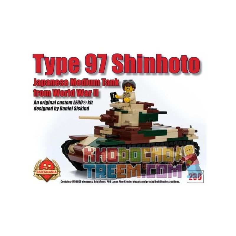 BRICKMANIA 230 non Lego TĂNG HẠNG TRUNG KIỂU 97 bộ đồ chơi xếp lắp ráp ghép mô hình Military Army TYPE 97 SHINHOTO Quân Sự Bộ Đội 445 khối