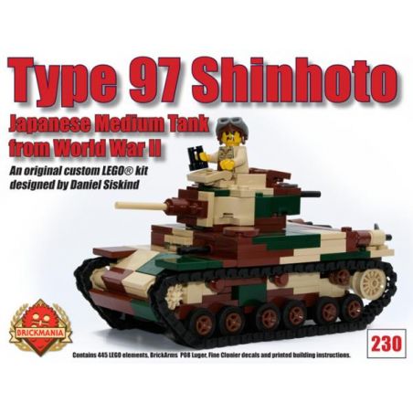 BRICKMANIA 230 non  TĂNG HẠNG TRUNG KIỂU 97 bộ đồ chơi xếp lắp ráp ghép mô hình Military Army TYPE 97 SHINHOTO Quân Sự Bộ Đội 445 khối
