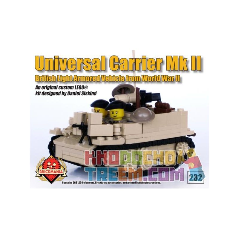 BRICKMANIA 232 Xếp hình kiểu Lego MILITARY ARMY Universal Carrier Mk II Universal Vehicle Mk II Xe Phổ Thông Mk II 268 khối BRICKMANIA 232 Xếp hình kiểu Lego MILITARY ARMY Universal Carrier Mk II Universal Vehicle Mk II Xe Phổ Thông Mk II 268 khối