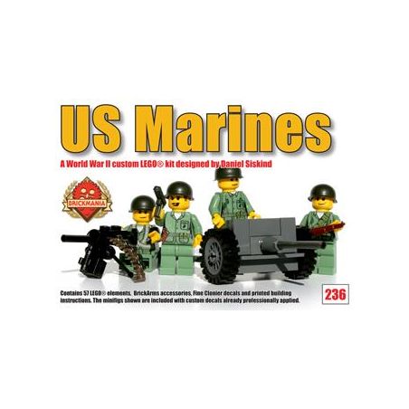 BRICKMANIA 236 non  GÓI THỦY QUÂN LỤC CHIẾN HOA KỲ bộ đồ chơi xếp lắp ráp ghép mô hình Military Army US MARINES TROOP PACK Quân Sự Bộ Đội 57 khối