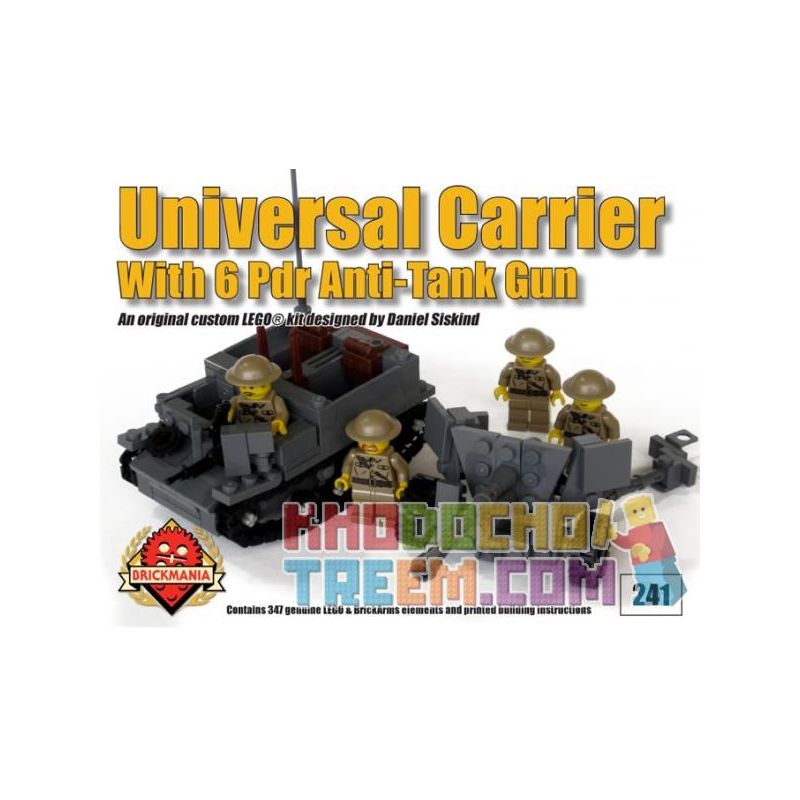BRICKMANIA 241 Xếp hình kiểu Lego MILITARY ARMY Universal Carrier With 6 Pounder Universal Vehicle And 6-pounder Anti-tank Gun Xe Phổ Thông Và Súng Chống Tăng 6 Pounder 347 khối BRICKMANIA 241 Xếp hình kiểu Lego MILITARY ARMY Universal Carrier With 6 Pounder Universal Vehicle And 6-pounder Anti-tank Gun Xe Phổ Thông Và Súng Chống Tăng 6 Pounder 347 khối