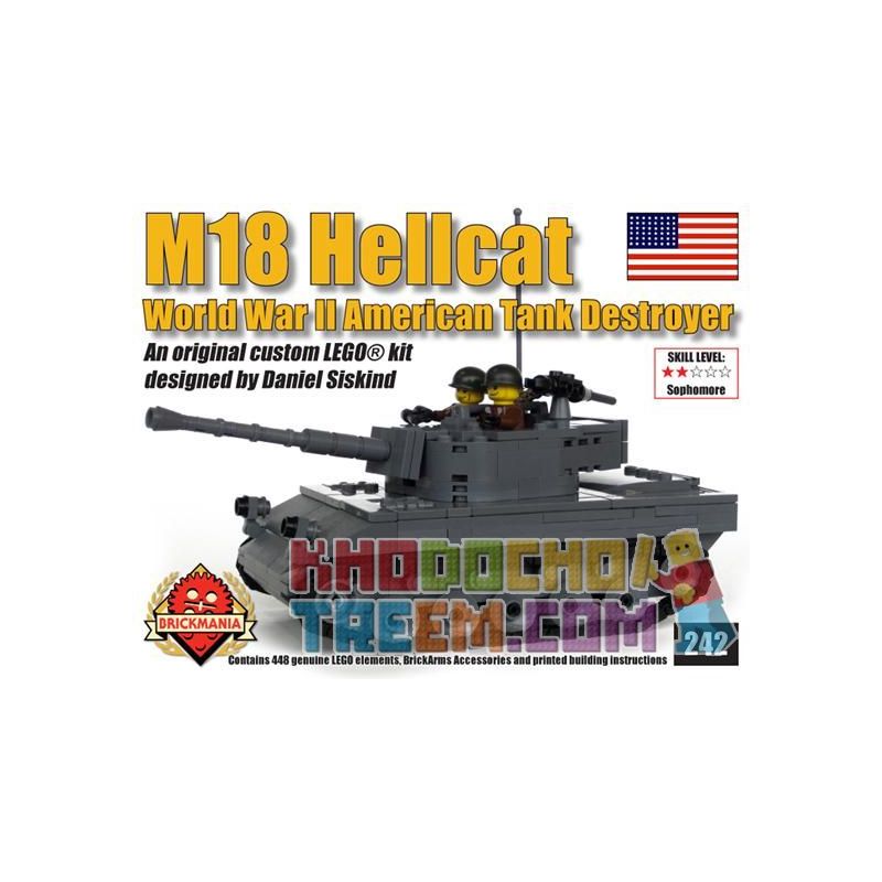 BRICKMANIA 242 non Lego M18 HELL CAT. bộ đồ chơi xếp lắp ráp ghép mô hình Military Army M18 HELLCAT Quân Sự Bộ Đội 448 khối