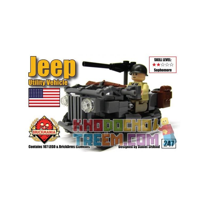 BRICKMANIA 247 Xếp hình kiểu Lego MILITARY ARMY Jeep Utility Vehicle Xe đa Dụng Jeep 107 khối BRICKMANIA 247 Xếp hình kiểu Lego MILITARY ARMY Jeep Utility Vehicle Xe đa Dụng Jeep 107 khối