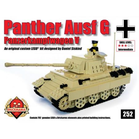 BRICKMANIA 252 non  LEOPARD TANK LOẠI G (VÀNG NÂU) bộ đồ chơi xếp lắp ráp ghép mô hình Military Army PZKFW V AUSF G PANTHER (TAN) Quân Sự Bộ Đội 793 khối