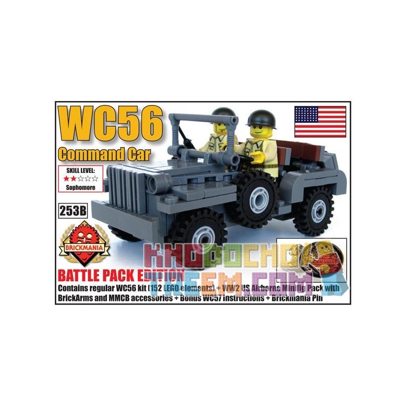BRICKMANIA 253B non Lego GÓI CHIẾN ĐẤU XE CHỈ HUY WC56 bộ đồ chơi xếp lắp ráp ghép mô hình Military Army WC56 COMMAND CAR BATTLE PACK Quân Sự Bộ Đội 164 khối