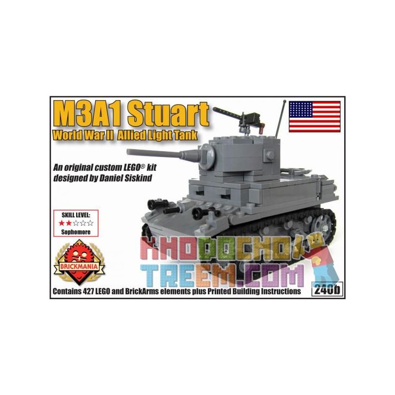 BRICKMANIA 240B Xếp hình kiểu Lego MILITARY ARMY M3A1 Stuart Light Tank Tăng Hạng Nhẹ M3A1 Stuart 427 khối BRICKMANIA 240B Xếp hình kiểu Lego MILITARY ARMY M3A1 Stuart Light Tank Tăng Hạng Nhẹ M3A1 Stuart 427 khối