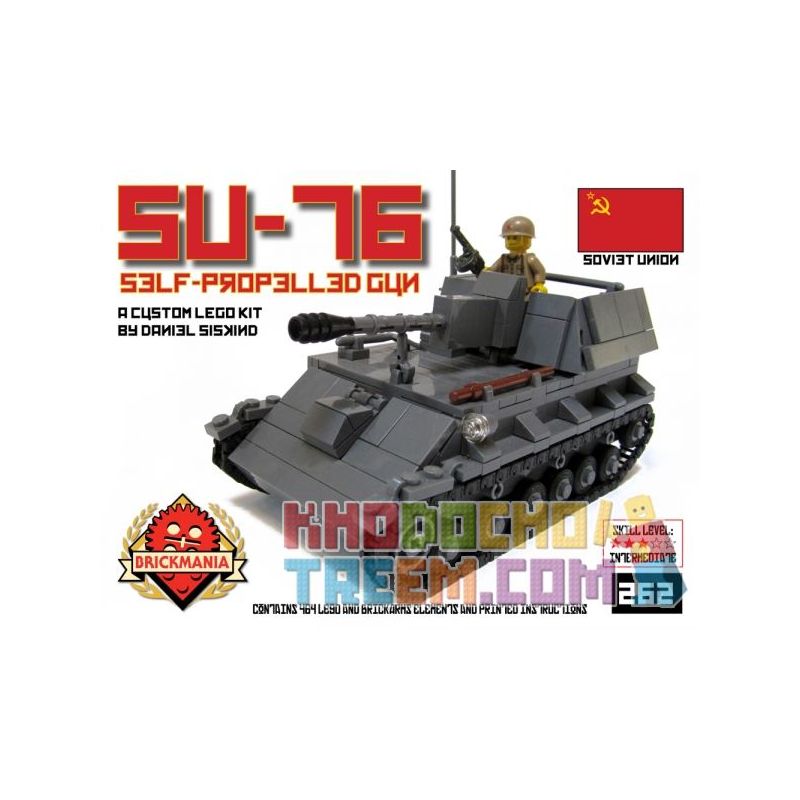 BRICKMANIA 262 Xếp hình kiểu Lego MILITARY ARMY SU-76 Self Propelled Gun SU-76 Self-propelled Artillery Pháo Tự Hành SU-76 464 khối BRICKMANIA 262 Xếp hình kiểu Lego MILITARY ARMY SU-76 Self Propelled Gun SU-76 Self-propelled Artillery Pháo Tự Hành SU-76 464 khối