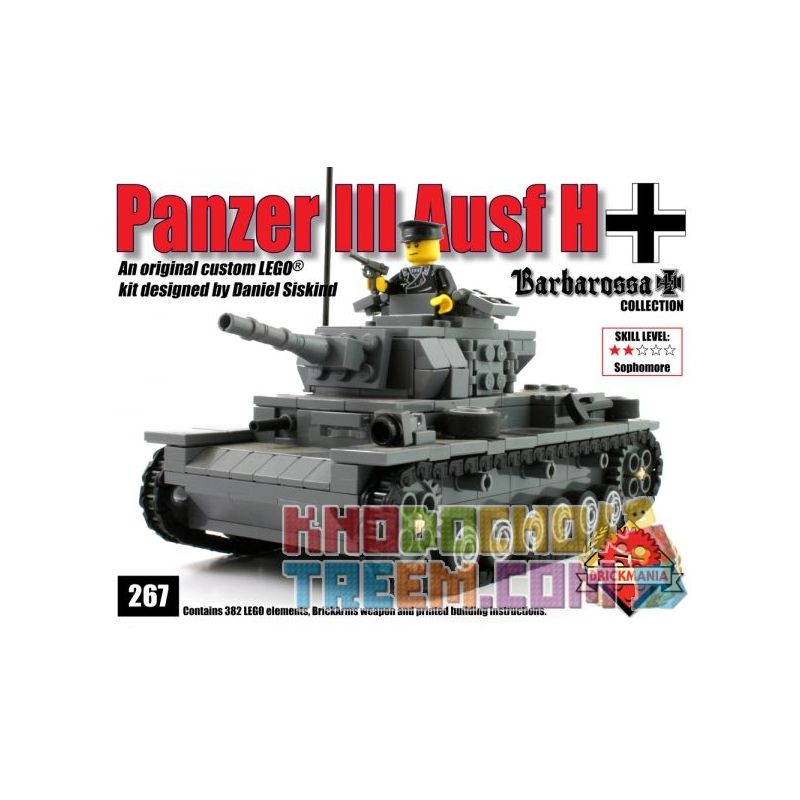 BRICKMANIA 267 Xếp hình kiểu Lego MILITARY ARMY Panzer III Ausf H Tank III H Bể III H 382 khối BRICKMANIA 267 Xếp hình kiểu Lego MILITARY ARMY Panzer III Ausf H Tank III H Bể III H 382 khối