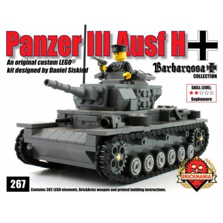 BRICKMANIA 267 non  BỂ III H bộ đồ chơi xếp lắp ráp ghép mô hình Military Army PANZER III AUSF H Quân Sự Bộ Đội 382 khối