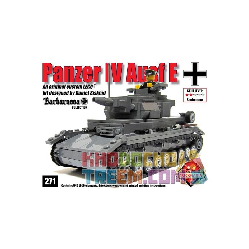 BRICKMANIA 271 non Lego XE TĂNG IV LOẠI bộ đồ chơi xếp lắp ráp ghép mô hình Military Army PANZER IV AUSF Quân Sự Bộ Đội 545 khối