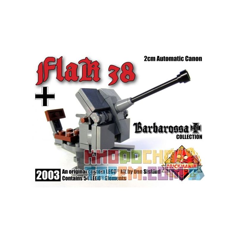 BRICKMANIA 2003 Xếp hình kiểu Lego MILITARY ARMY FlaK 38 2cm Automatic Cannon Type 38 2cm Cannon Loại 38 Khẩu Pháo 2cm 54 khối BRICKMANIA 2003 Xếp hình kiểu Lego MILITARY ARMY FlaK 38 2cm Automatic Cannon Type 38 2cm Cannon Loại 38 Khẩu Pháo 2cm 54 khối