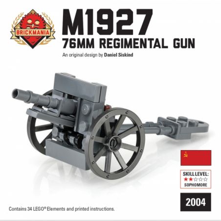 BRICKMANIA 2004 non  SÚNG BỘ BINH M1927 LOẠI 76MM bộ đồ chơi xếp lắp ráp ghép mô hình Military Army M1927 76MM REGIMENTAL GUN Quân Sự Bộ Đội 34 khối