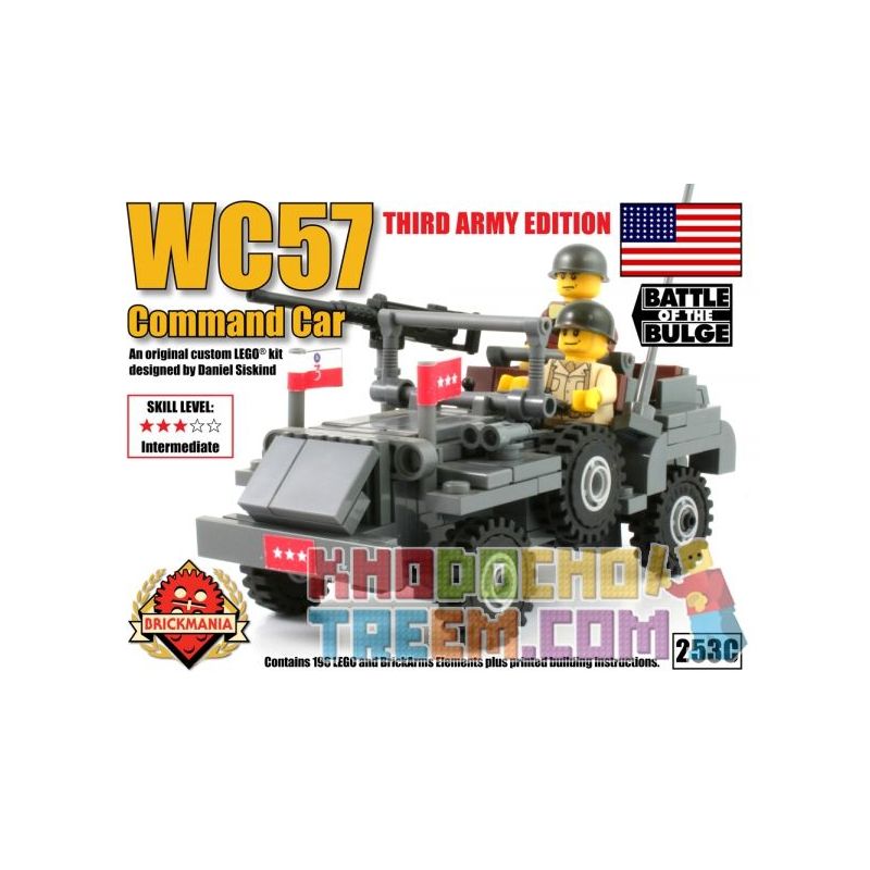 BRICKMANIA 253C non Lego XE CHỈ HUY WC57 (PHIÊN BẢN ĐẶC BIỆT) bộ đồ chơi xếp lắp ráp ghép mô hình Military Army WC57 COMMAND CAR (SPECIAL EDITION) Quân Sự Bộ Đội 196 khối