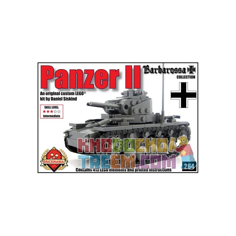 BRICKMANIA 264 Xếp hình kiểu Lego MILITARY ARMY Panzer II Tank Two Xe Tăng Hai 413 khối BRICKMANIA 264 Xếp hình kiểu Lego MILITARY ARMY Panzer II Tank Two Xe Tăng Hai 413 khối