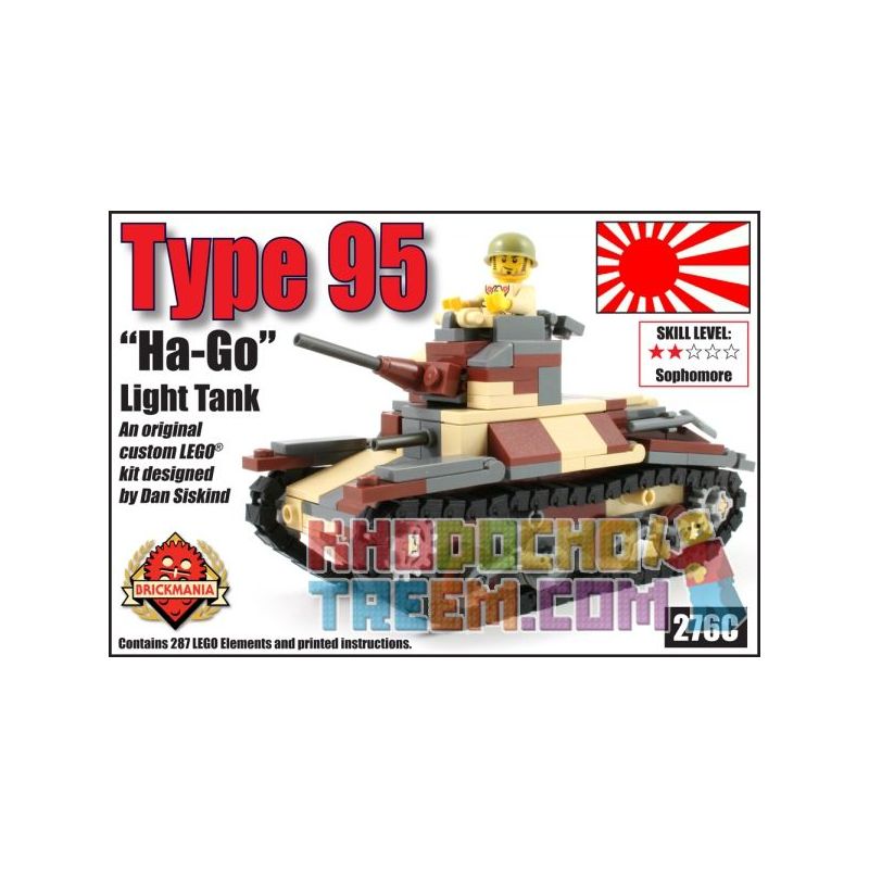 BRICKMANIA 276C non Lego XE TĂNG HẠNG NHẸ TYPE 95 HA-GO bộ đồ chơi xếp lắp ráp ghép mô hình Military Army TYPE 95 “HA-GO” LIGHT TANK Quân Sự Bộ Đội 294 khối