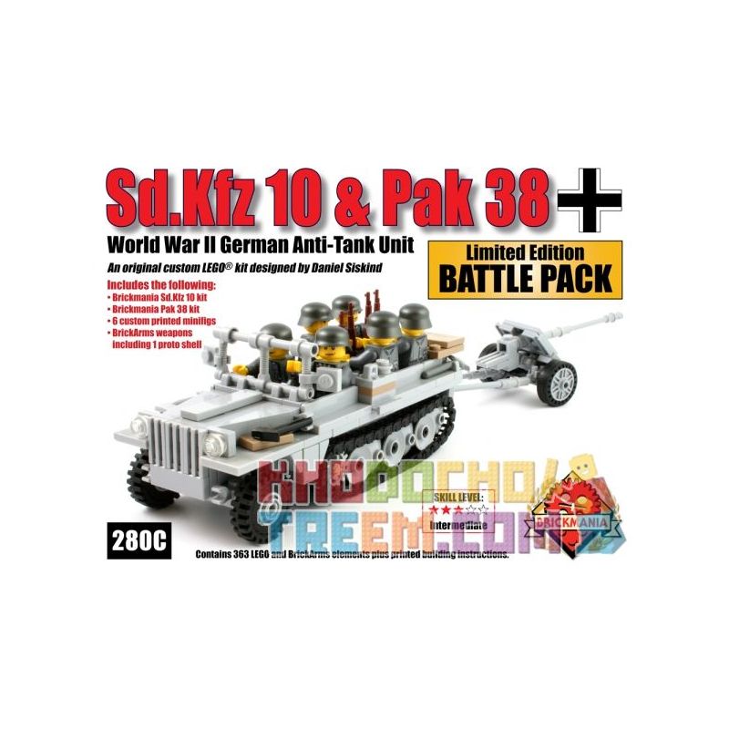 BRICKMANIA 280B Xếp hình kiểu Lego MILITARY ARMY Sd.Kfz 10 Pak 38 Battle Pack Sd.Kfz 10 Half-tracked Vehicle Pak 38 Anti-tank Gun Battle Pack Gói Súng Chống Tăng Sd.Kfz 10 Bánh Xích Pak 38 363 khối BRICKMANIA 280B Xếp hình kiểu Lego MILITARY ARMY Sd.Kfz 10 Pak 38 Battle Pack Sd.Kfz 10 Half-tracked Vehicle Pak 38 Anti-tank Gun Battle Pack Gói Súng Chống Tăng Sd.Kfz 10 Bánh Xích Pak 38 363 khối