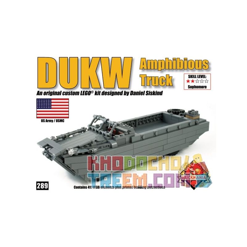 BRICKMANIA 289 Xếp hình kiểu Lego MILITARY ARMY DUKW Amphibious Truck DUKW Amphibious Armored Vehicle Xe Bọc Thép Lội Nước DUKW 411 khối BRICKMANIA 289 Xếp hình kiểu Lego MILITARY ARMY DUKW Amphibious Truck DUKW Amphibious Armored Vehicle Xe Bọc Thép Lội Nước DUKW 411 khối