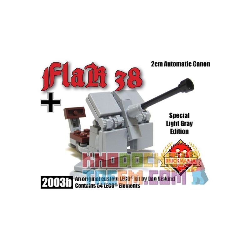 BRICKMANIA 2003B Xếp hình kiểu Lego MILITARY ARMY Flak 38 2cm Automatic Cannon – Light Gray Type 38 2cm Cannon-Light Grey Loại 38 Pháo 2 Cm-Xám Nhạt 54 khối BRICKMANIA 2003B Xếp hình kiểu Lego MILITARY ARMY Flak 38 2cm Automatic Cannon – Light Gray Type 38 2cm Cannon-Light Grey Loại 38 Pháo 2 Cm-Xám Nhạt 54 khối