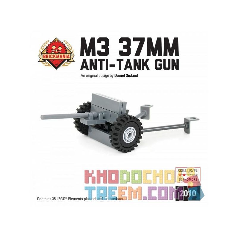 BRICKMANIA 2010 Xếp hình kiểu Lego MILITARY ARMY M3 37mm Anti-tank Gun Súng Chống Tăng M3 37mm 35 khối BRICKMANIA 2010 Xếp hình kiểu Lego MILITARY ARMY M3 37mm Anti-tank Gun Súng Chống Tăng M3 37mm 35 khối