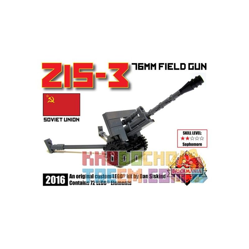 BRICKMANIA 2016 non Lego SÚNG 76MM M1942 (ZIS-3) bộ đồ chơi xếp lắp ráp ghép mô hình Military Army ZIS-3 76MM FIELD GUN Quân Sự Bộ Đội 72 khối