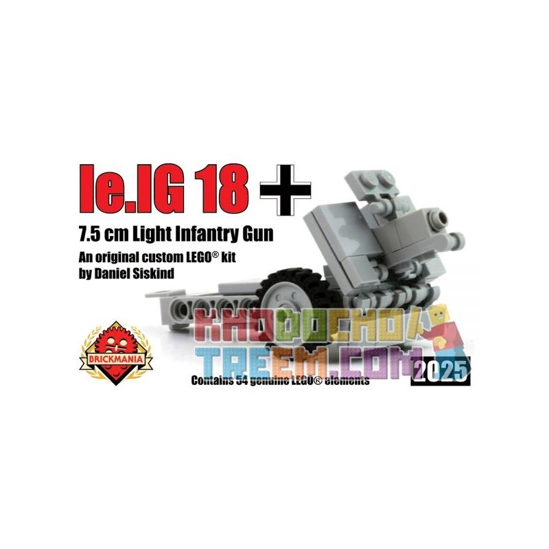 BRICKMANIA 2025 non Lego SÚNG BỘ BINH HẠNG NHẸ 7 5 CM LE.IG 18 bộ đồ chơi xếp lắp ráp ghép mô hình Military Army IE.IG 18 7.5CM LIGHT INFANTRY GUN Quân Sự Bộ Đội 54 khối
