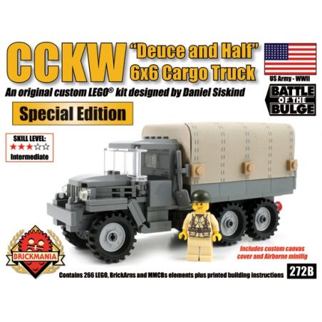 BRICKMANIA 272B non  XE TẢI CCKW 6 × bộ đồ chơi xếp lắp ráp ghép mô hình Military Army CCKW “DEUCE AND HALF” 6×6 CARGO TRUCK (HARD TOP) Quân Sự Bộ Đội 266 khối