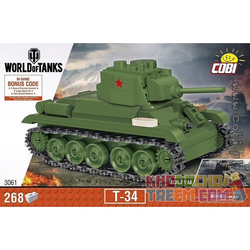 COBI 3061 non Lego XE TĂNG T-34 bộ đồ chơi xếp lắp ráp ghép mô hình Military Army Quân Sự Bộ Đội 268 khối