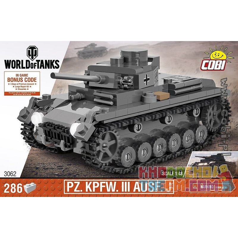 COBI 3062 non Lego XE TĂNG LOẠI III J bộ đồ chơi xếp lắp ráp ghép mô hình Military Army PZKPFW III AUSF. J Quân Sự Bộ Đội 286 khối