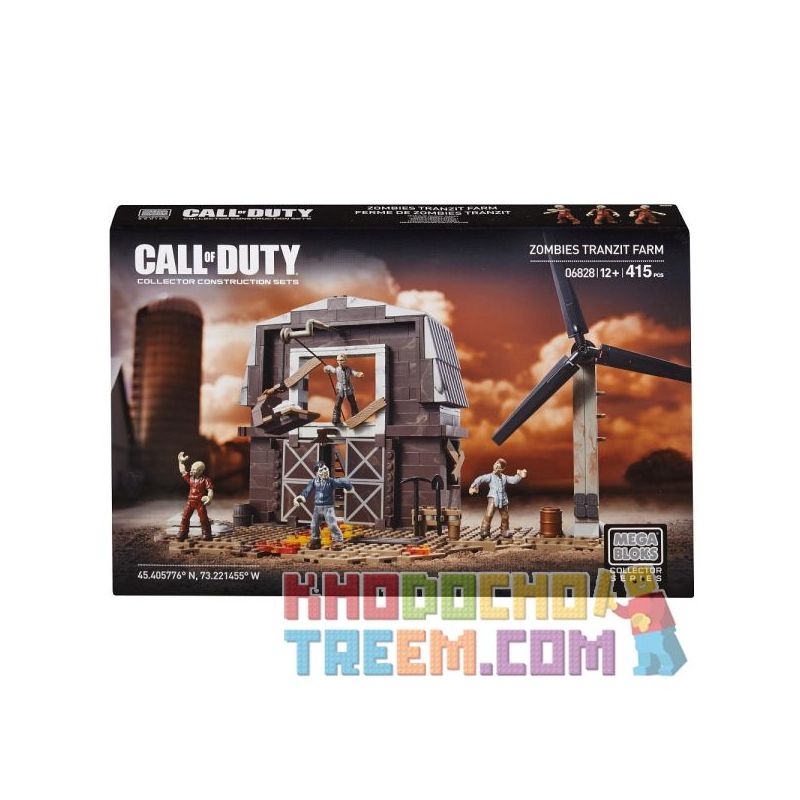 MEGA BLOKS 06828 non Lego TRANG TRẠI CHUYỂN ĐỔI XÁC SỐNG bộ đồ chơi xếp lắp ráp ghép mô hình Call Of Duty ZOMBIES TRANZIT FARM 415 khối