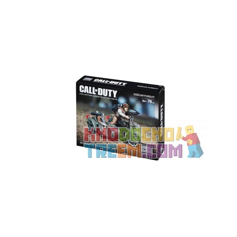 MEGA BLOKS CNG94 non Lego NGƯỜI HÙNG ĐUỔI THEO XE bộ đồ chơi xếp lắp ráp ghép mô hình Call Of Duty LEGENDS SIDECAR PURSUIT 76 khối