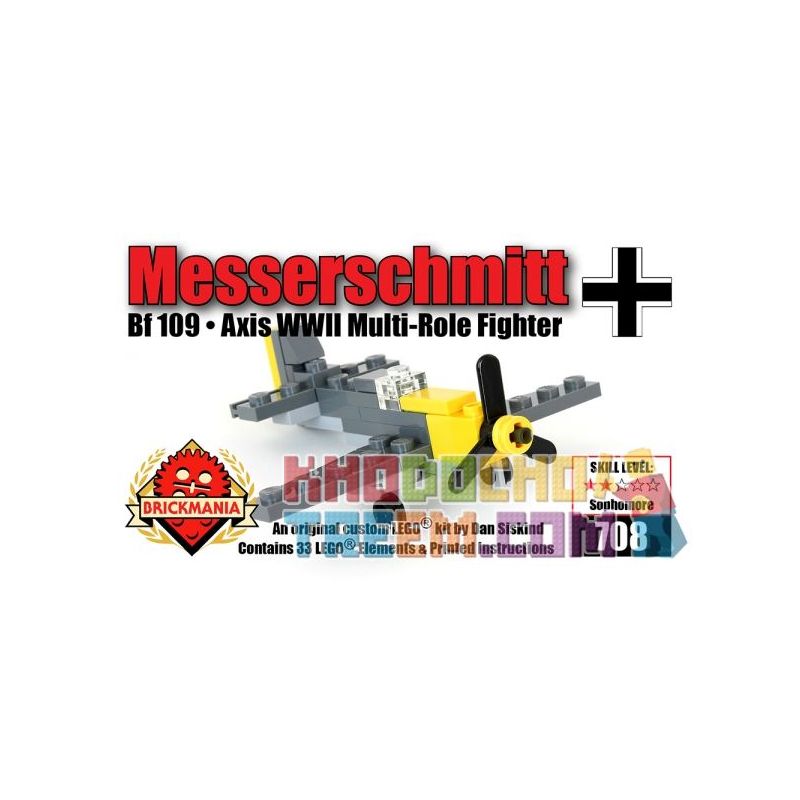 BRICKMANIA 708 Xếp hình kiểu Lego MILITARY ARMY Messerschmitt Bf-109 Mini Kit Messerschmidt Bf 109 Mini Set Bộ Mini Messerschmidt Bf 109 33 khối BRICKMANIA 708 Xếp hình kiểu Lego MILITARY ARMY Messerschmitt Bf-109 Mini Kit Messerschmidt Bf 109 Mini Set Bộ Mini Messerschmidt Bf 109 33 khối