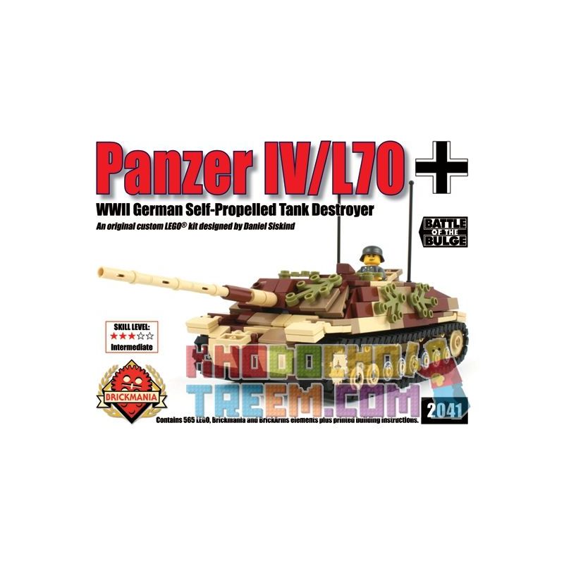BRICKMANIA 2041 non Lego PHÁO CHỐNG TĂNG TỰ HÀNH SỐ 4 L 70 bộ đồ chơi xếp lắp ráp ghép mô hình Military Army PANZER IV/L70 Quân Sự Bộ Đội 565 khối