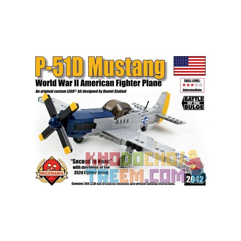 BRICKMANIA 2042 Xếp hình kiểu Lego MILITARY ARMY P-51D Mustang “Blue Nose” P-51D Mustang Fighter Máy Bay Chiến đấu P-51D Mustang 350 khối BRICKMANIA 2042 Xếp hình kiểu Lego MILITARY ARMY P-51D Mustang “Blue Nose” P-51D Mustang Fighter Máy Bay Chiến đấu P-51D Mustang 350 khối