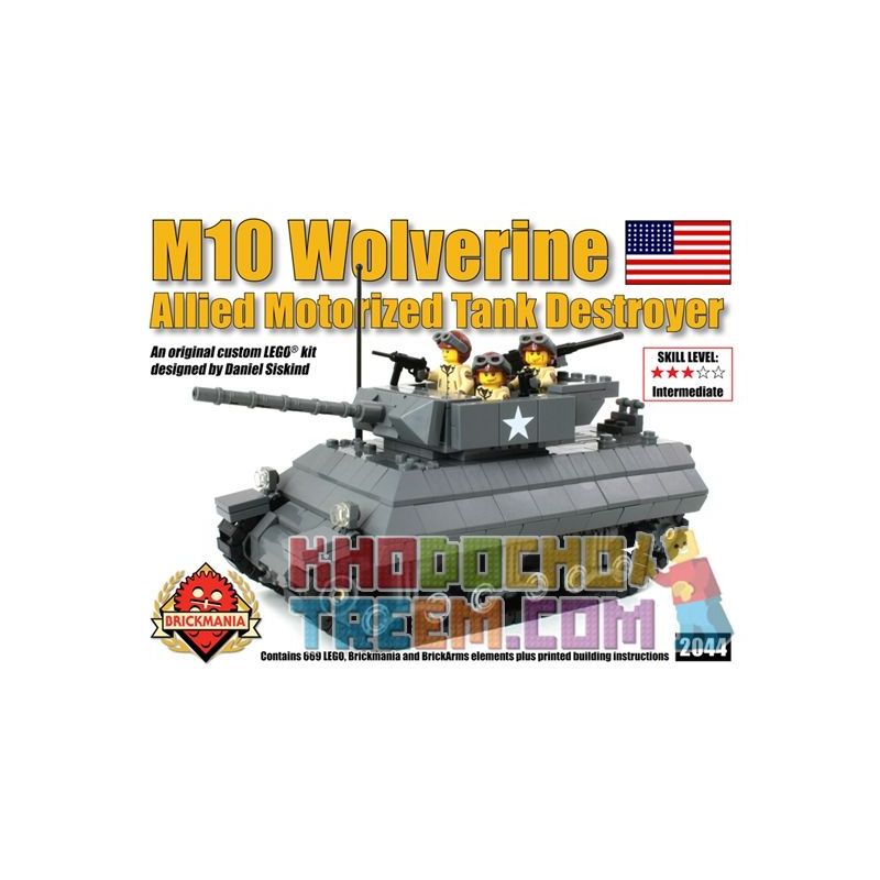 BRICKMANIA 2044 Xếp hình kiểu Lego MILITARY ARMY M-10 Wolverine M10 Tank Destroyer Pháo Chống Tăng M10 669 khối BRICKMANIA 2044 Xếp hình kiểu Lego MILITARY ARMY M-10 Wolverine M10 Tank Destroyer Pháo Chống Tăng M10 669 khối
