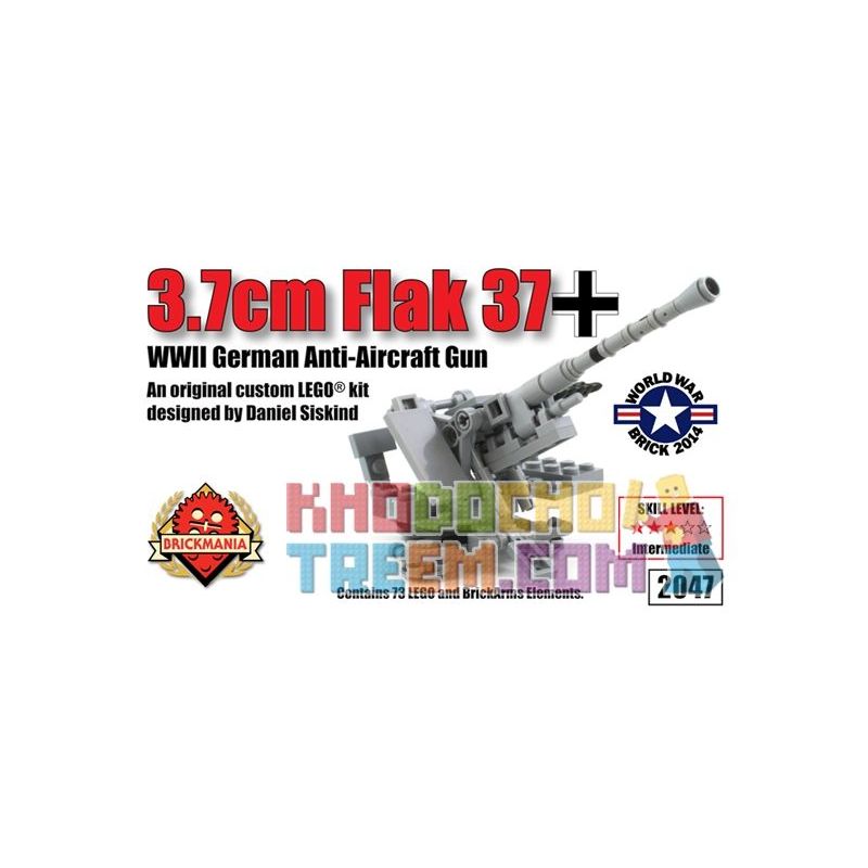 BRICKMANIA 2047 non Lego PHÁO PHÒNG KHÔNG KIỂU 37 7CM bộ đồ chơi xếp lắp ráp ghép mô hình Military Army 3.7CM FLAK 37 ANTI-AIRCRAFT GUN Quân Sự Bộ Đội 73 khối