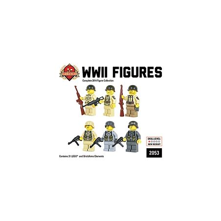 BRICKMANIA 2053 non  CHIẾN TRANH THẾ GIỚI THỨ HAI (2014) bộ đồ chơi xếp lắp ráp ghép mô hình Military Army WWII FIGURE BOX (2014) Quân Sự Bộ Đội 31 khối