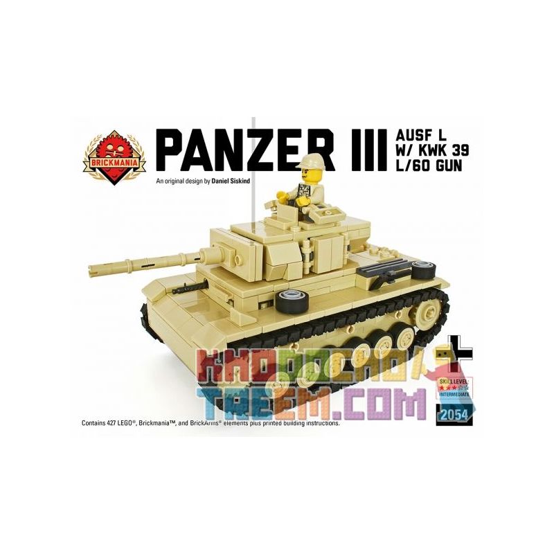 BRICKMANIA 2054 non Lego LOẠI 3 XE TĂNG bộ đồ chơi xếp lắp ráp ghép mô hình Military Army PANZER III AUSF L Quân Sự Bộ Đội 427 khối